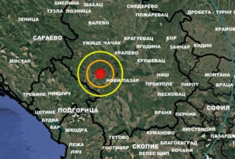 Земетресение от 4.3 по Рихтер близо до България