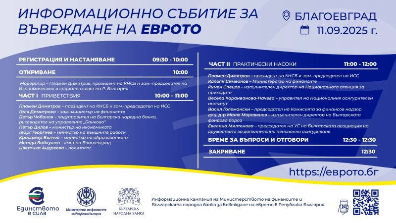 Светлинно шоу със 100 дрона в небето закрива информационната среща за въвеждане на еврото в Благоевград