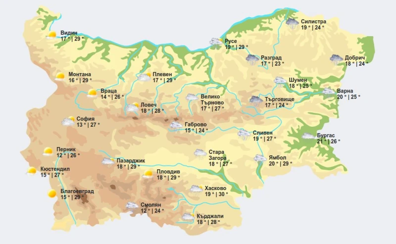 Meteo Balkans: Времето на 15 септември ще се определя от преминаващо смущение