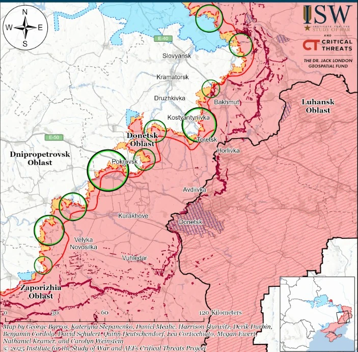 ISW: Русия напредна близо до Купянск и "хвърля" всички сили под Покровск