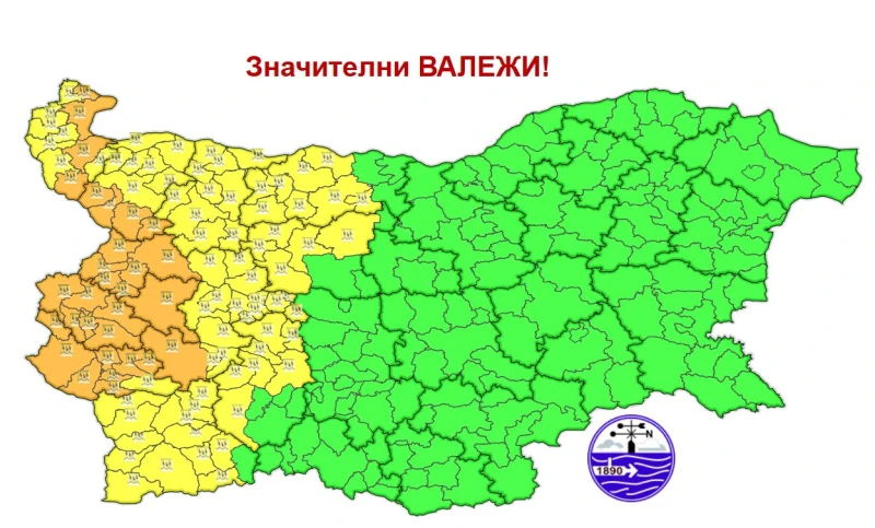 Опасно време, гръмотевици и обилни валежи утре! НИМХ обяви предупредителни кодове