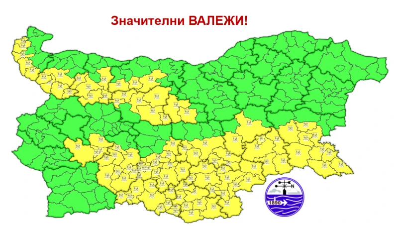 Лошо време с жълт код в половин България