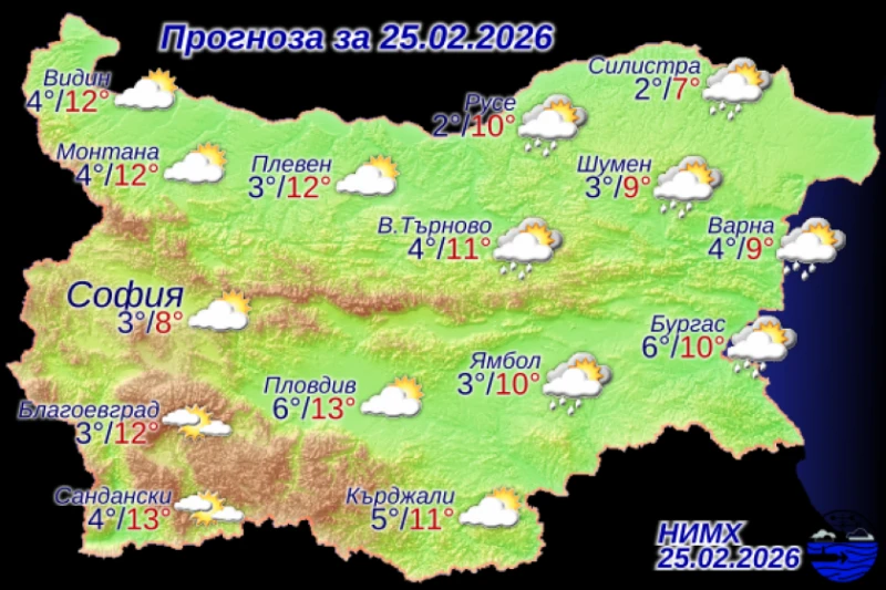 Повече слънце над Западна България, а дъжд - над Източна