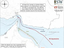 ISW: Кораб под ирански флаг се върна към Индия, след като достигна американската блокадна линия