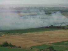 Гръмотевица подпали голям житен масив в Пловдивско