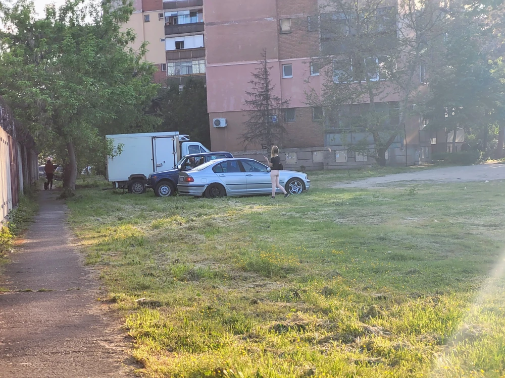 Автомобилите са паркирани в центъра на зелената зона