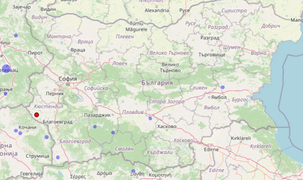 Земетресение е отчетено в България Това показват данните на Националния