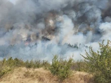 Военен хеликоптер се включи в гасенето на пожара край Тлачене, засегнати са около 1500 декара гора 