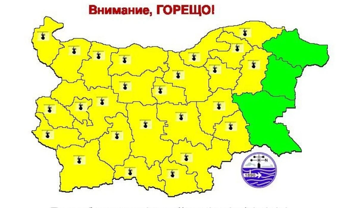 Жълт код за опасни горещини, само три области остават в зелената зона