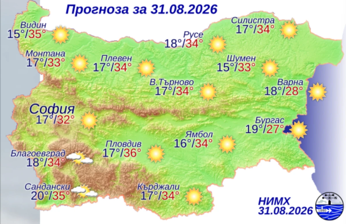 До 36 градуса днес