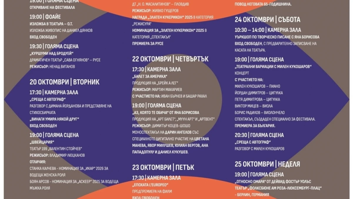 Звезди от българската и европейската сцена завладяват Русе на третото издание на "Есенни театрални срещи"