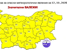 Цяла България е предупредена с жълт код за днес