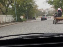 Каубой с каруца профуча край полицаи в Пловдив! Дали изобщо го видяха?