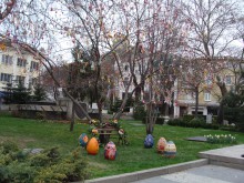 Украсиха дърво пред Общината с великденски яйца