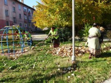 Почистват есенната шума и предизборните плакати в Стамболийски