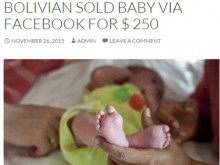 Боливийка опита да продаде чрез Фейсбук дете за 250 долара