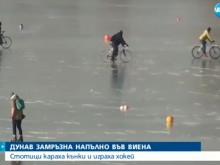 Стотици караха колело и играха хокей върху замръзналия Дунав