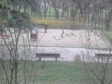 Пловдивчанка на средна възраст яхна люлка, завърза кучето си на детска площадка