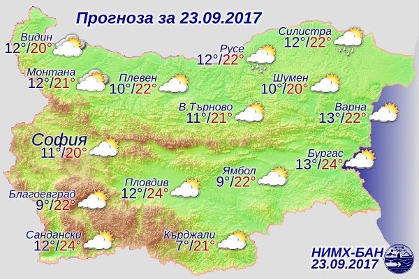 Днес облачността ще е променлива значителна над Северна България и