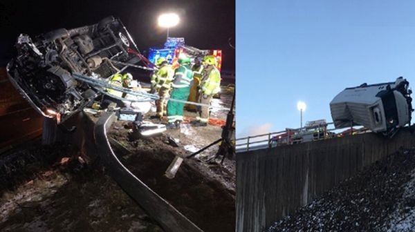 Британски полицай спаси товарен бус от падане от мост, държейки