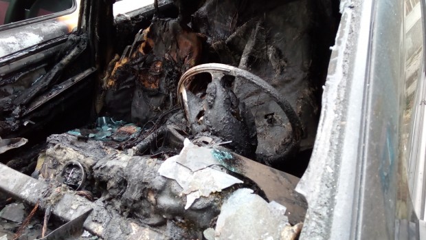 Архивна снимкаОт пожара автомобилът е изгорял напълно като са засегнати