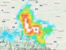 Карта показа каква буря пъпли към Пловдив от юг