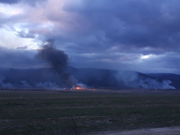Голям пожар върлува в близост до карловското село Розино съобщиха