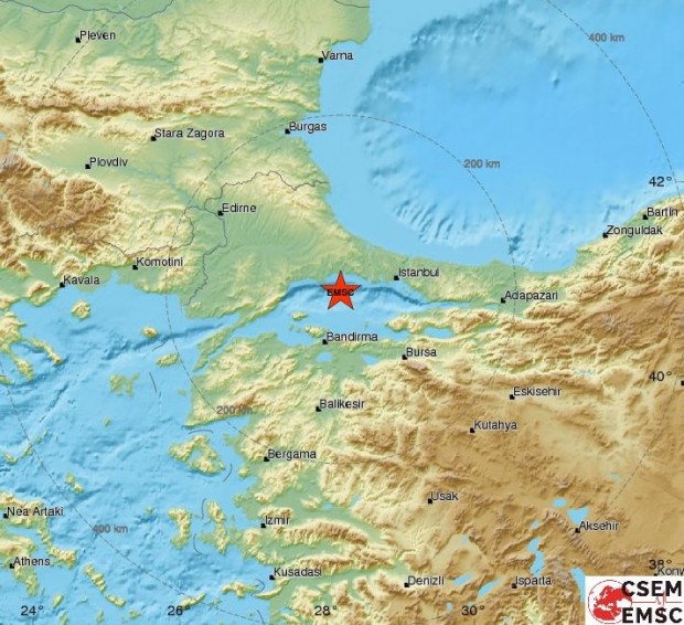 Земетресение бе усетено преди минути във Варна и Бургас. От