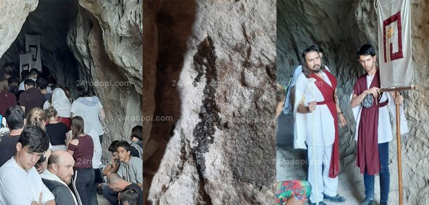 70 сектанти нахлуват в пещера Утробата поливат скалите с вино